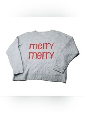 Cupcakes and Cashmere Sweater Womens Large Gray Merry Merry Holiday Pullover
